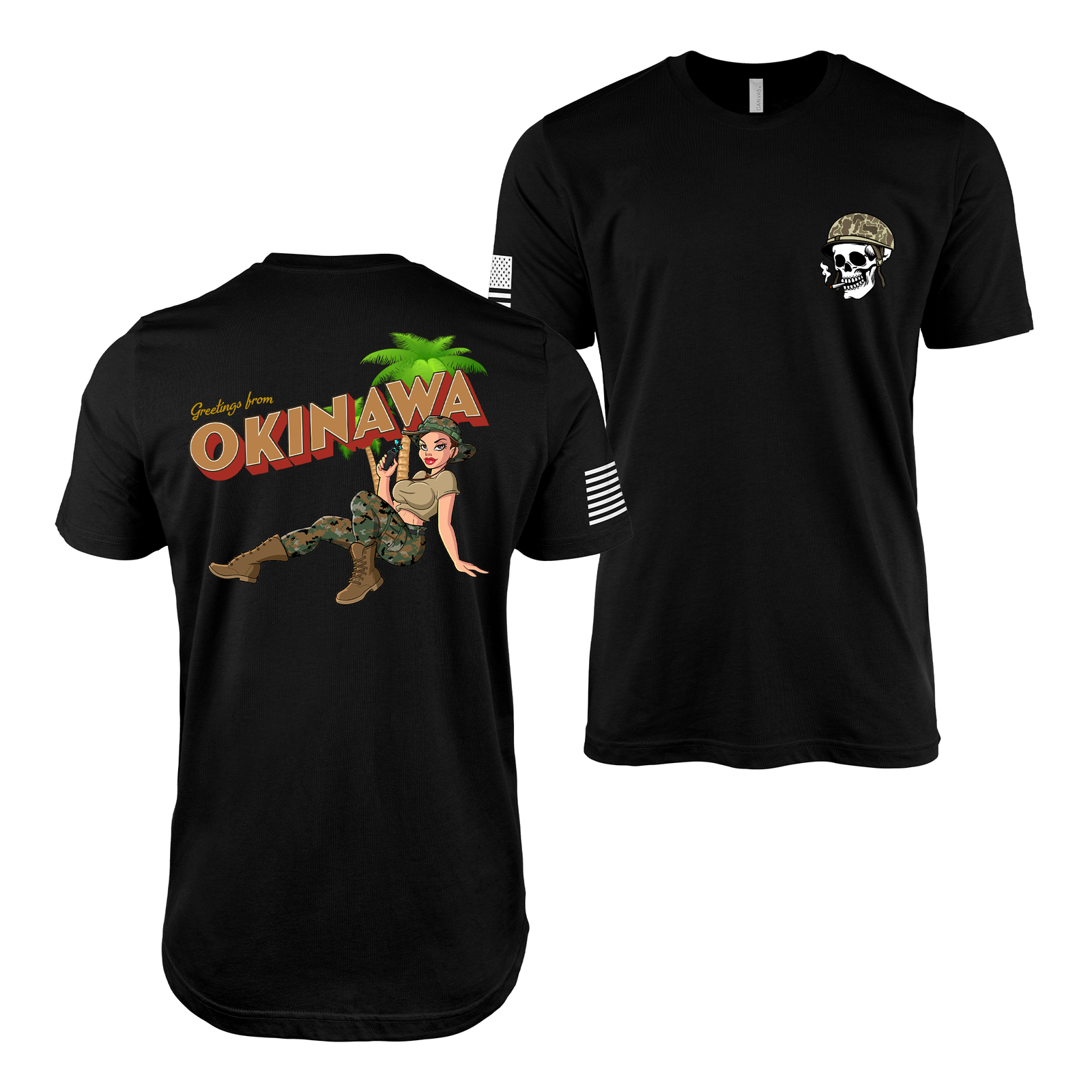 Greetings from Okinawa: Yesi USMC Pin-Up Girl T-Shirt Tactically Acquired Black S
