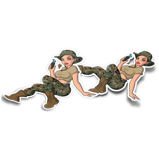 Yesi Pin-Up Girl USMC Taser Vinyl Sticker – 4" x 4" Tactically Acquired