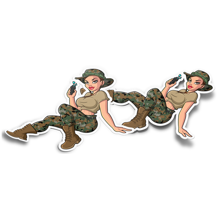 USMC Pin-Up Girl Yesi 4" x 4" Vinyl Weatherproof Sticker Tactically Acquired