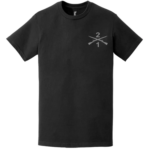 1-2 Infantry Regiment Crossed Rifles Left Chest T-Shirt Tactically Acquired   