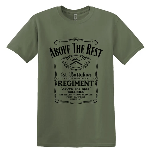 1-327 Infantry Regiment "Above the Rest" Whiskey Label T-Shirt Tactically Acquired   