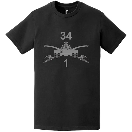 1-34 Armor Regiment Branch Logo Emblem Insignia T-Shirt Tactically Acquired   