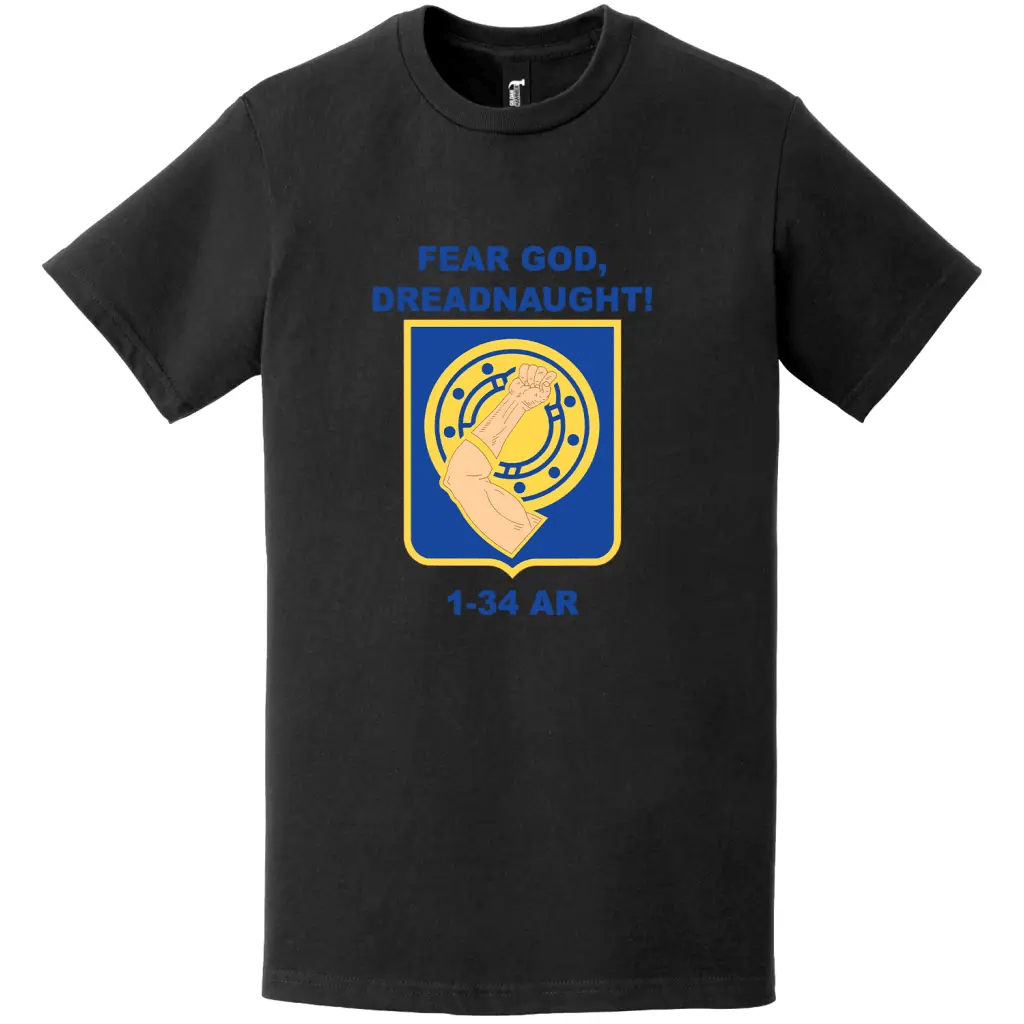 1-34 Armor Regiment DUI Logo Emblem Crest T-Shirt Tactically Acquired   