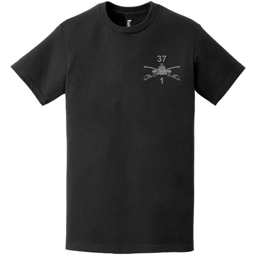 1-37 Armor Regiment Left Chest Branch Logo Emblem T-Shirt Tactically Acquired   