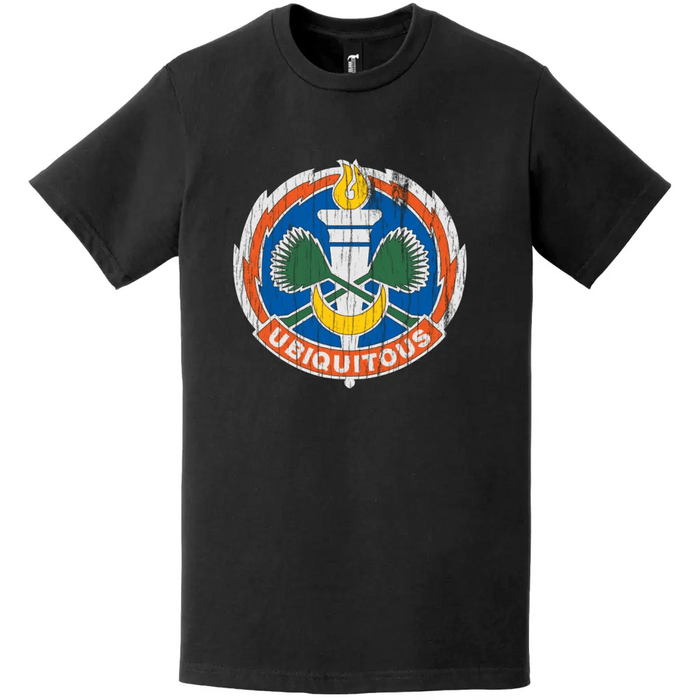 105th Signal Battalion Distressed DUI Logo Emblem T-Shirt Tactically Acquired   