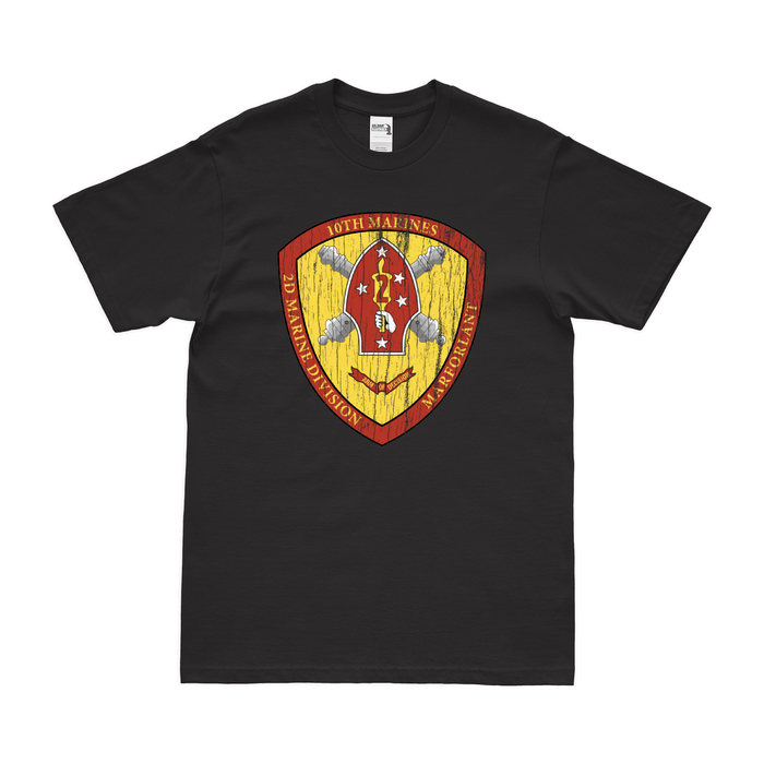 10th Marine Regiment Unit Emblem T-Shirt Tactically Acquired Black Distressed Small