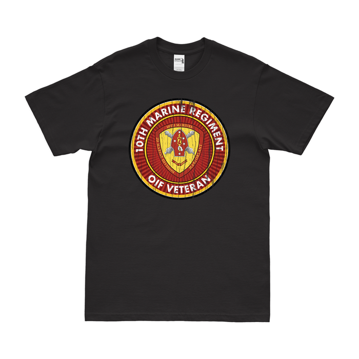 10th Marine Regiment OIF Veteran T-Shirt Tactically Acquired Black Distressed Small