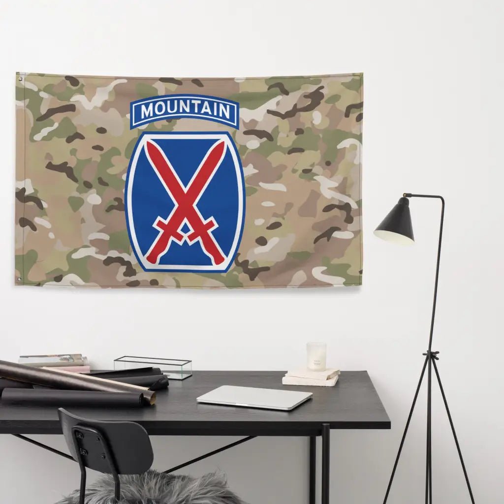 10th Mountain Division 'Climb to Glory' OCP Camo Indoor Wall Flag Tactically Acquired   