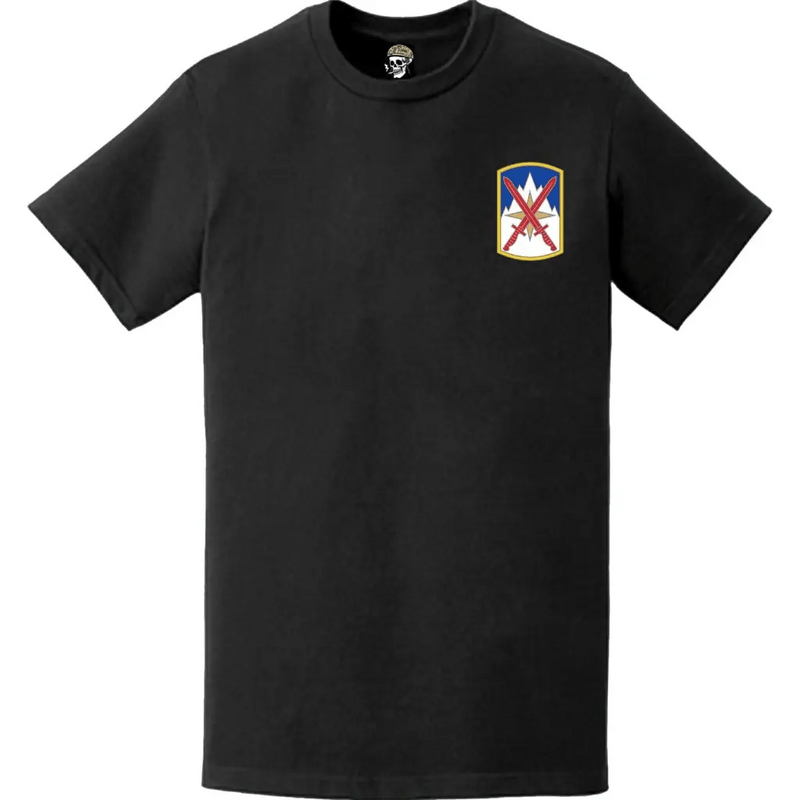 10th Mountain Division Sust Bde 'Muleskinners' Logo Emblem Left Chest T-Shirt