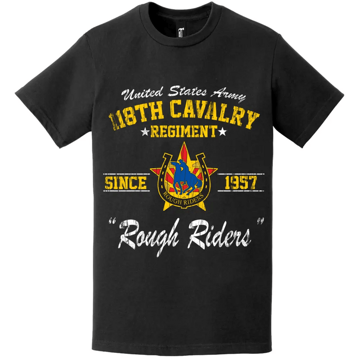 118th Cavalry Regiment Since 1957 Unit Legacy Distressed T-Shirt Tactically Acquired   