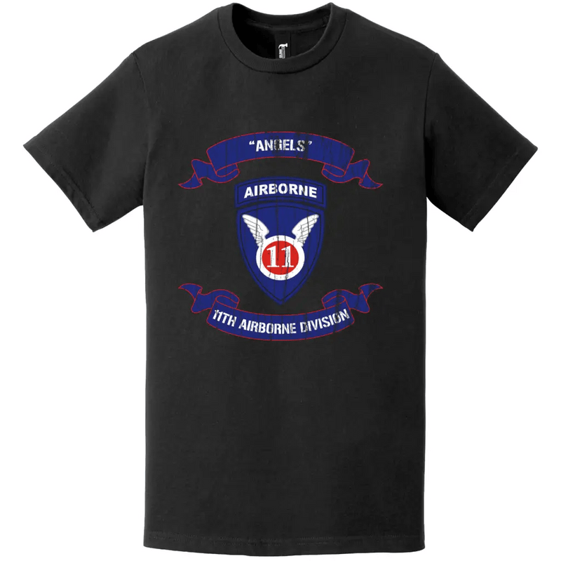 11th Airborne Division 'Angels' Scroll Distressed Emblem T-Shirt