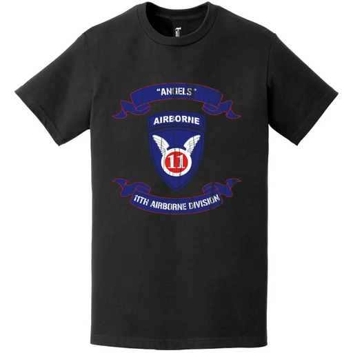 11th Airborne Division 'Angels' Scroll Distressed Emblem T-Shirt Tactically Acquired   