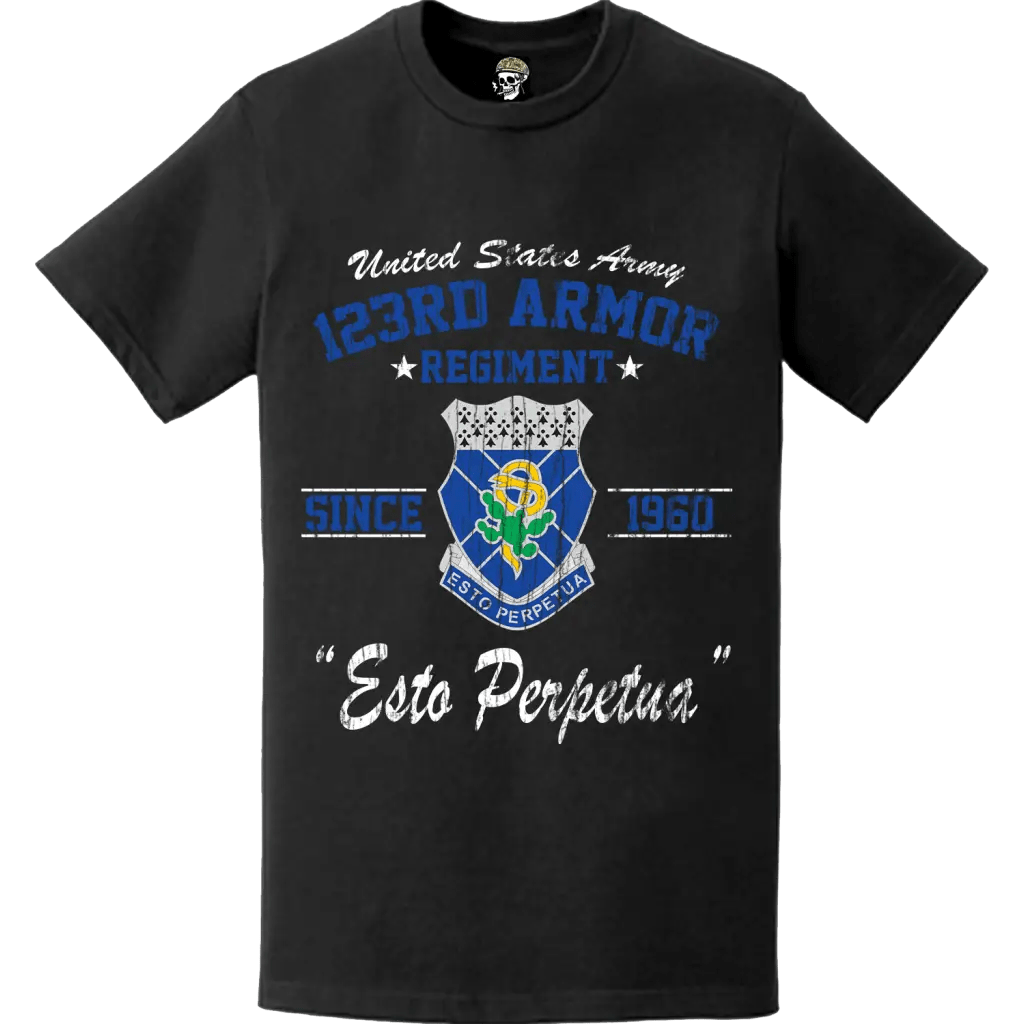 123rd Armor Regiment Since 1960 U.S. Army Unit Legacy Distressed T-Shirt Tactically Acquired   