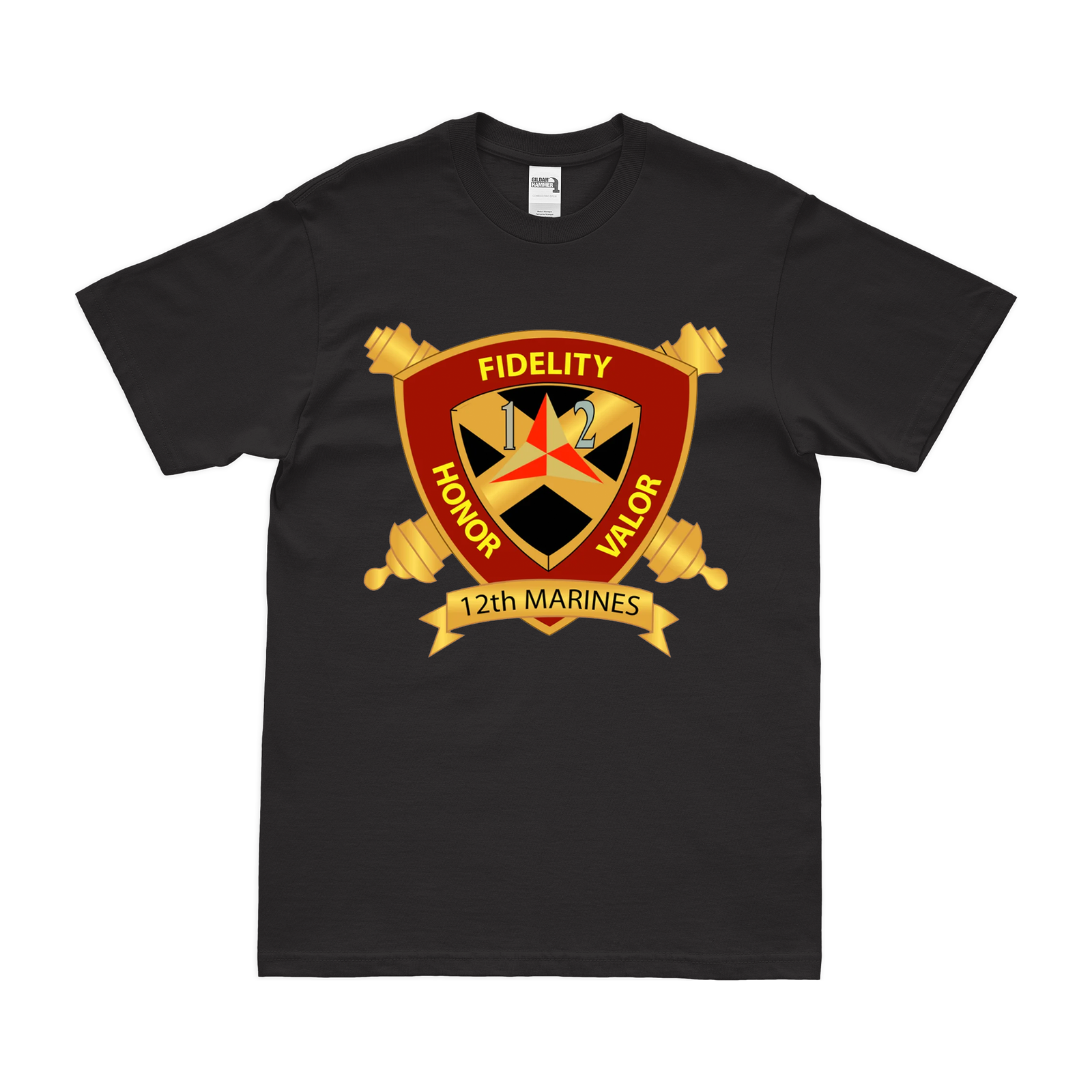 12th Marine Regiment Unit Emblem T-Shirt Tactically Acquired Black Clean Small