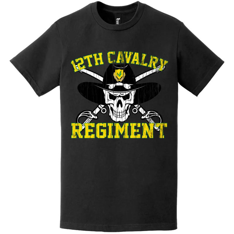 12th Cavalry Regiment Distressed Saber Skull T-Shirt