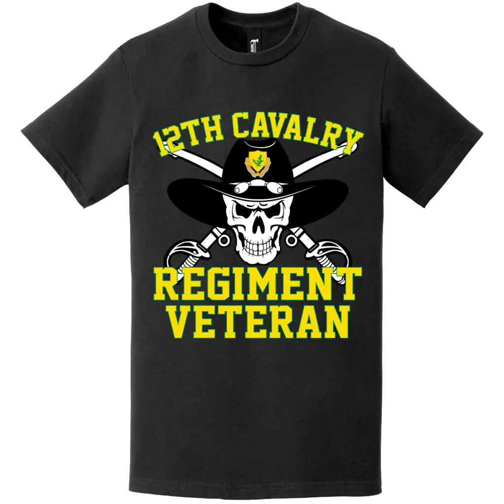 12th Cavalry Regiment Veteran Saber Skull T-Shirt Tactically Acquired   