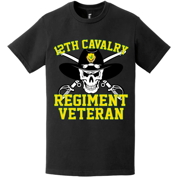 12th Cavalry Regiment Veteran Saber Skull T-Shirt Tactically Acquired   