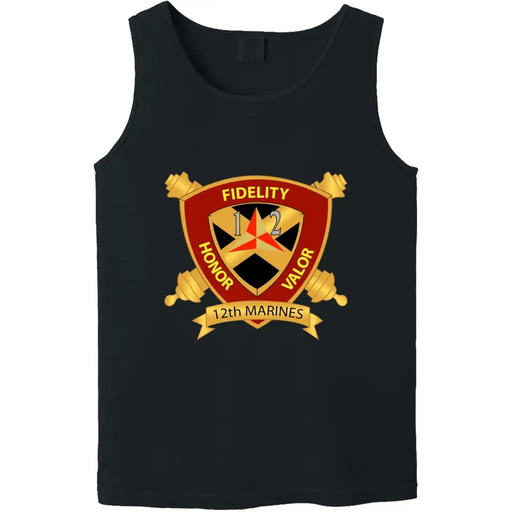 12th Marine Regiment Unit Logo Emblem Tank Top Tactically Acquired Black Small 