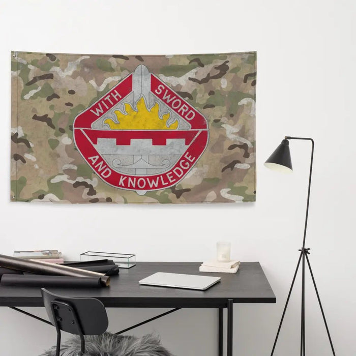 1401st Engineer Battalion Logo Emblem OCP Camo Indoor Wall Flag Tactically Acquired   