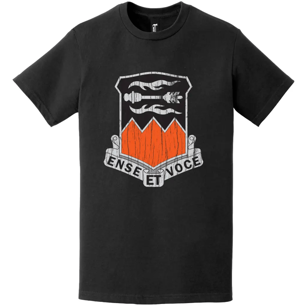 141st Signal Battalion Distressed DUI Logo Emblem T-Shirt Tactically Acquired   