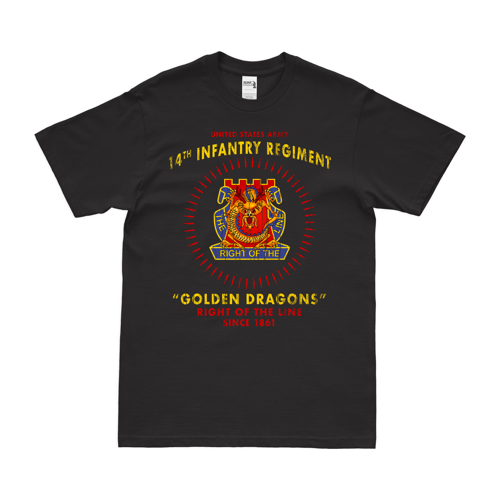 14th Infantry Regiment Tribute Legacy T-Shirt Tactically Acquired Black Distressed Small
