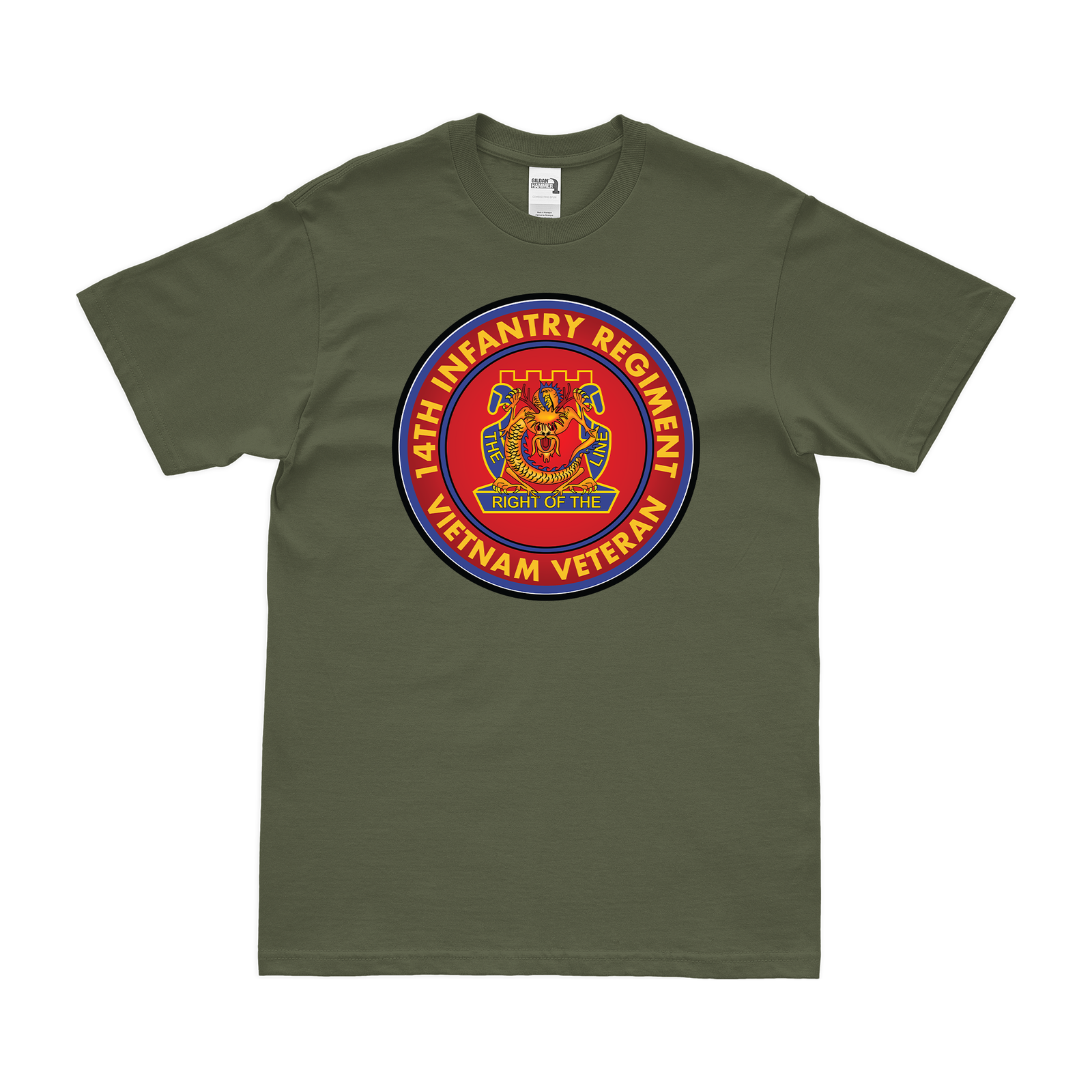 14th Infantry Regiment Vietnam Veteran T-Shirt Tactically Acquired Military Green Clean Small