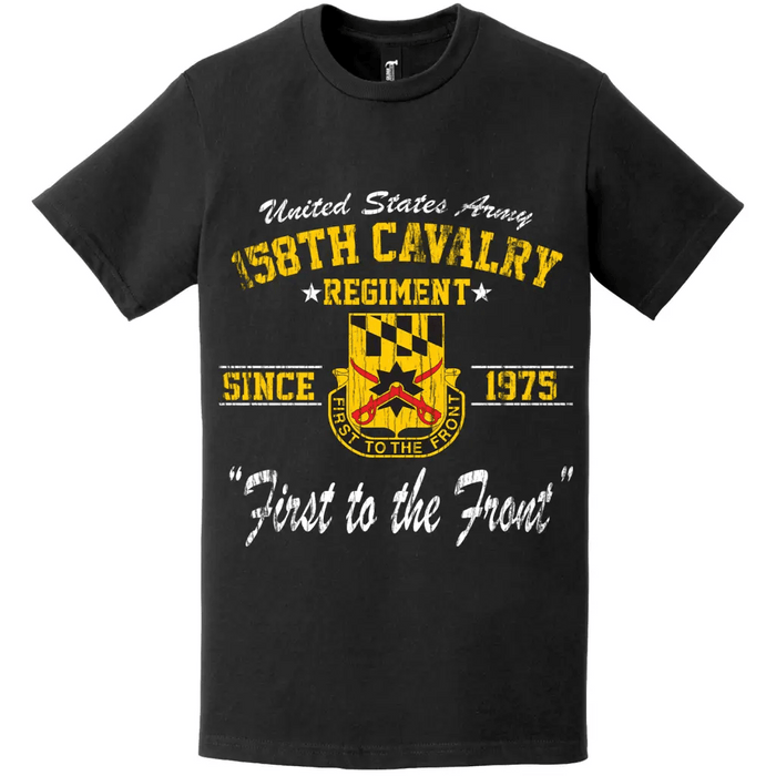 158th Cavalry Regiment Since 1975 Unit Legacy Distressed T-Shirt Tactically Acquired   