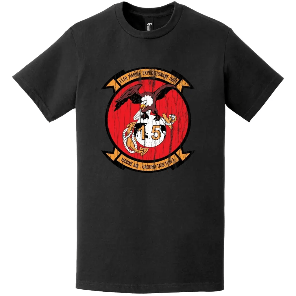 15th Marine Expeditionary Unit (15th MEU) Distressed Logo Emblem T-Shirt Tactically Acquired   