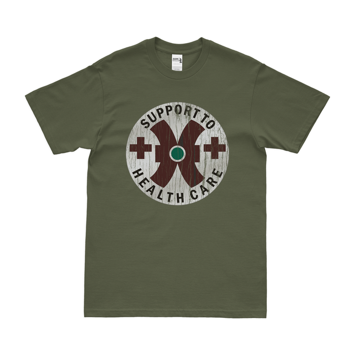 U.S. Army 16th Medical Battalion T-Shirt Tactically Acquired Military Green Distressed Small