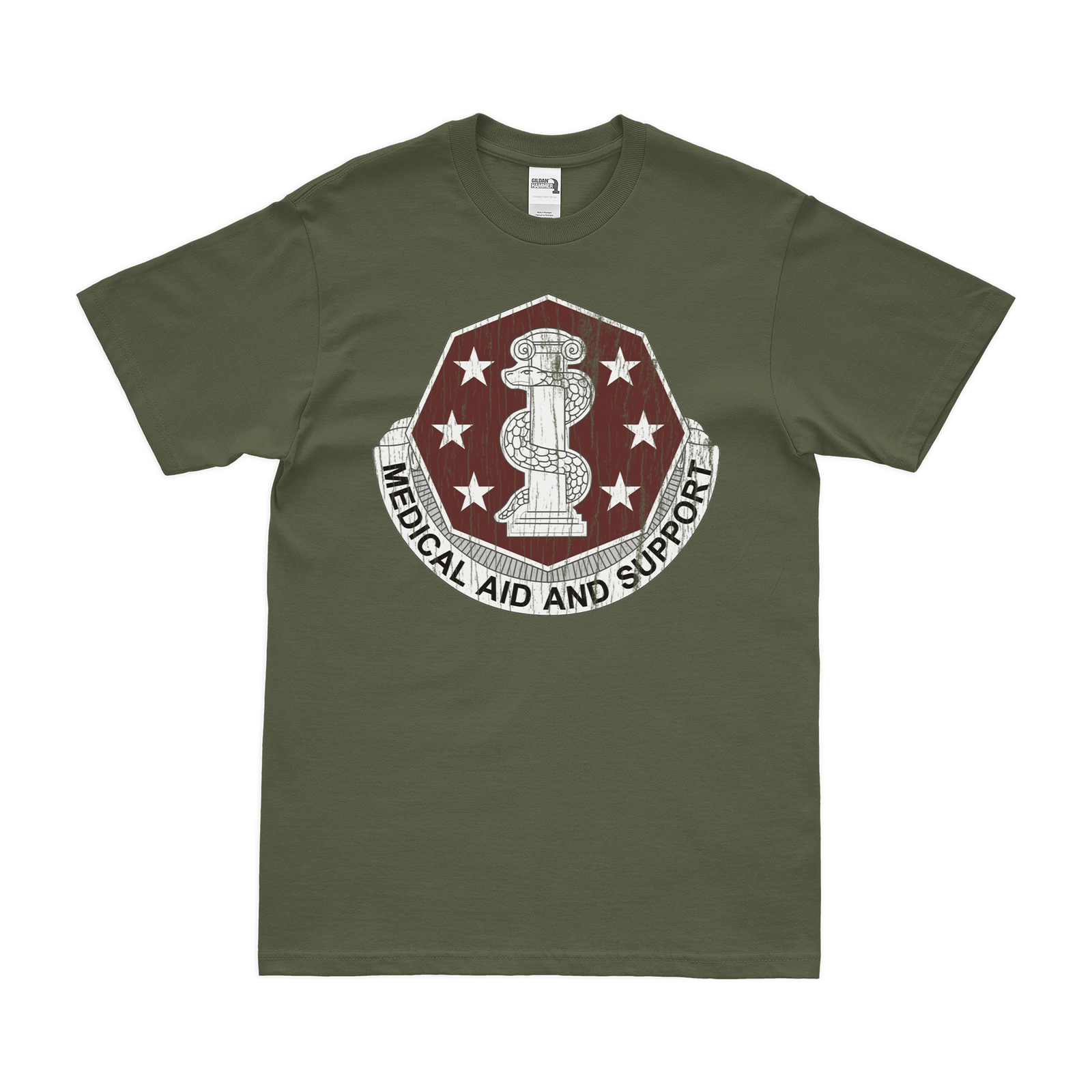U.S. Army 168th Medical Battalion T-Shirt Tactically Acquired Military Green Distressed Small