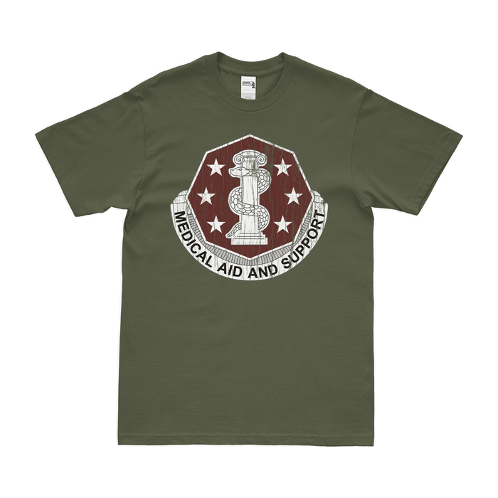 U.S. Army 168th Medical Battalion T-Shirt Tactically Acquired Military Green Distressed Small
