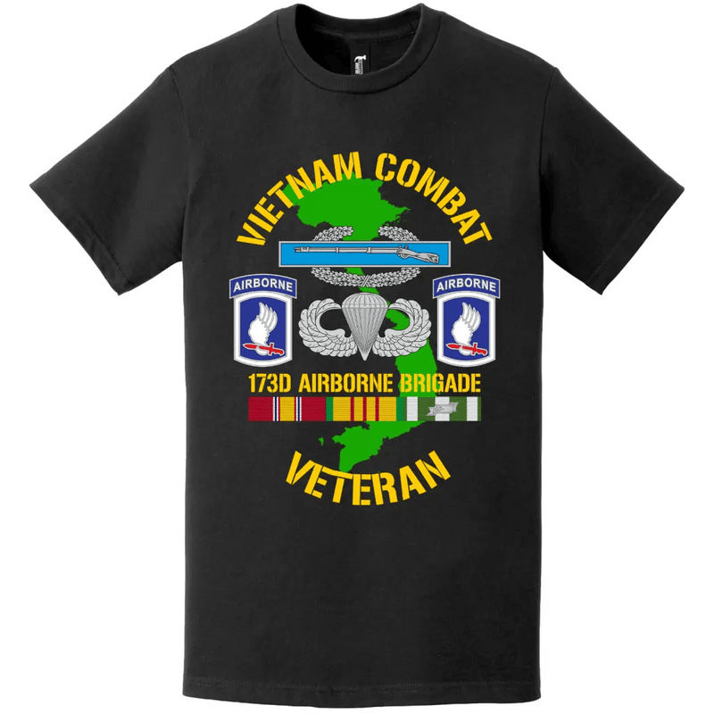 173rd Airborne Brigade Vietnam Combat Veteran Distressed Logo Emblem T-Shirt