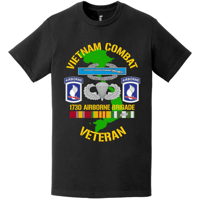 173rd Airborne Brigade Vietnam Combat Veteran Distressed Logo Emblem T-Shirt Tactically Acquired   