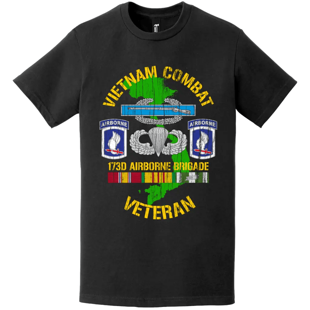 173rd Airborne Brigade Vietnam Combat Veteran Distressed T-Shirt Tactically Acquired   