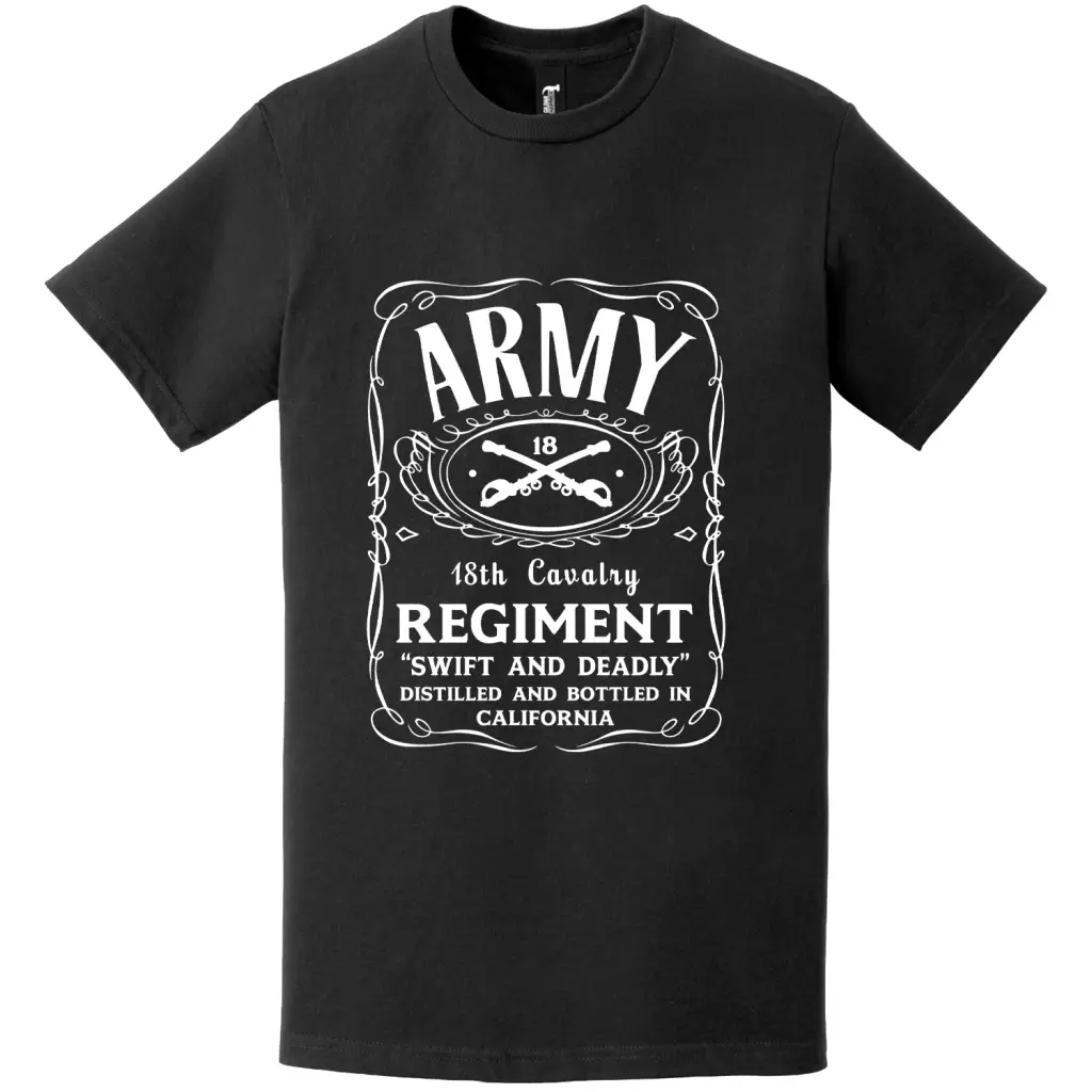 18th Cavalry Regiment Whiskey Label T-Shirt Tactically Acquired   