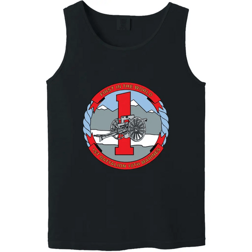 1st Battalion, 10th Marines (1/10) Unit Logo Emblem Tank Top Tactically Acquired Black Small 