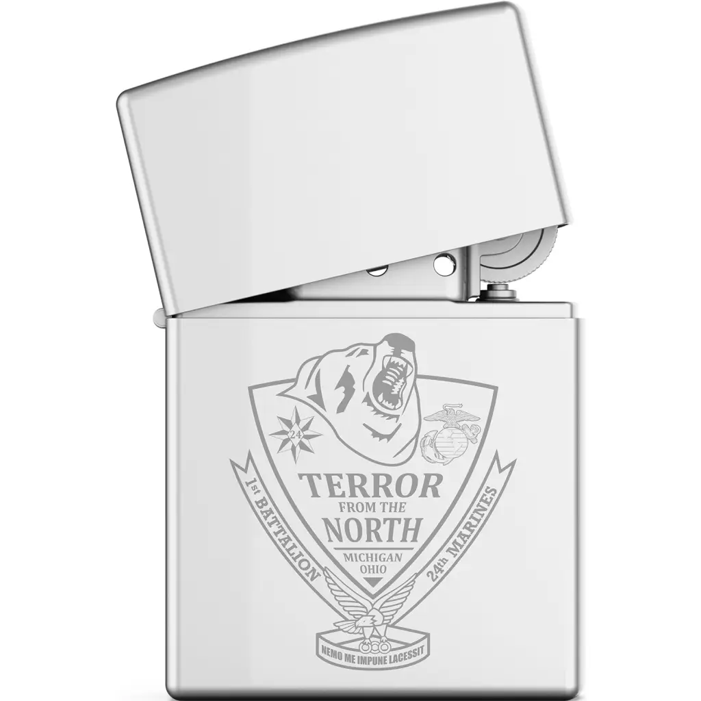1st Battalion, 24th Marines (1/24) Engraved Zippo Lighter Tactically Acquired   