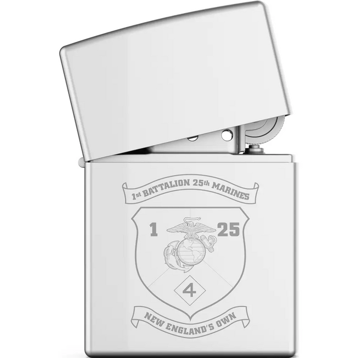 1st Battalion, 25th Marines (1/25) Engraved Zippo Lighter Tactically Acquired   