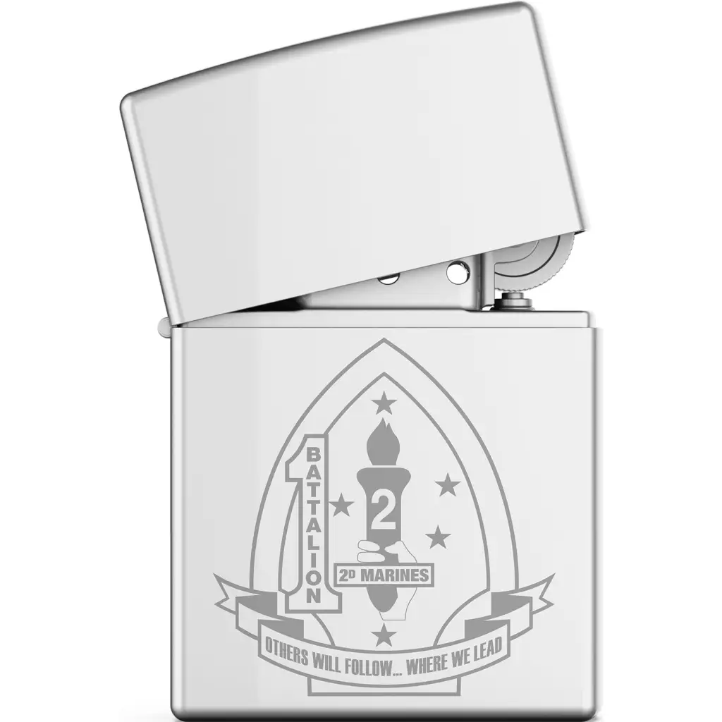 1st Battalion, 2nd Marines (1/2) Engraved Zippo Lighter Tactically Acquired   