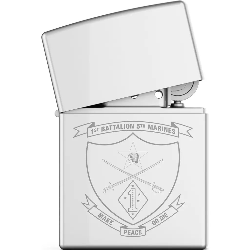 1st Battalion, 5th Marines (1/5) Engraved Zippo Lighter Tactically Acquired   