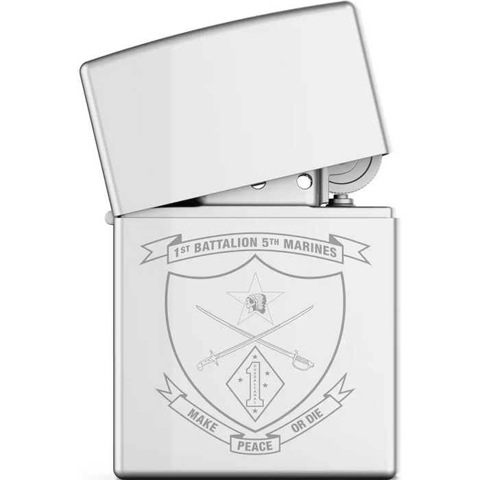 1st Battalion, 5th Marines (1/5) Engraved Zippo Lighter Tactically Acquired   