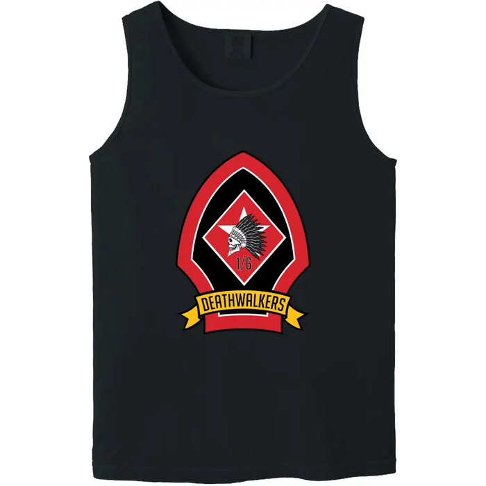 1st Battalion, 6th Marines (1/6) Deathwalkers Unit Logo Emblem Tank Top Tactically Acquired   