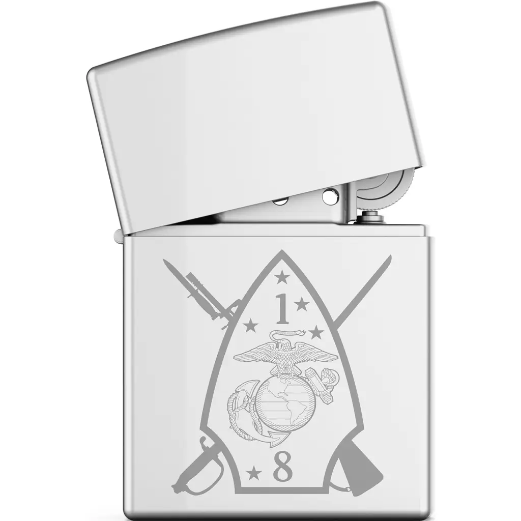 1st Battalion, 8th Marines (1/8) Engraved Zippo Lighter Tactically Acquired   