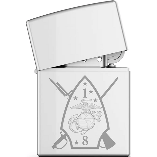 1st Battalion, 8th Marines (1/8) Engraved Zippo Lighter Tactically Acquired   