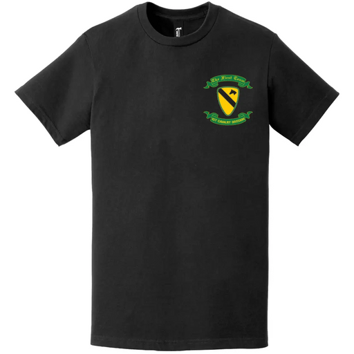 1st Cavalry Division First Team Motto Scroll Left Chest T-Shirt Tactically Acquired   