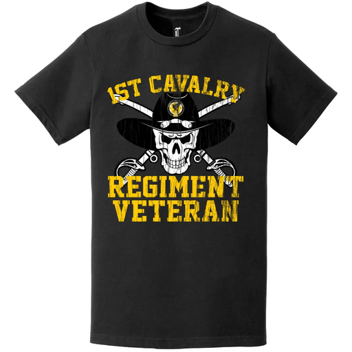 1st Cavalry Regiment Veteran Distressed Saber Skull T-Shirt Tactically Acquired   