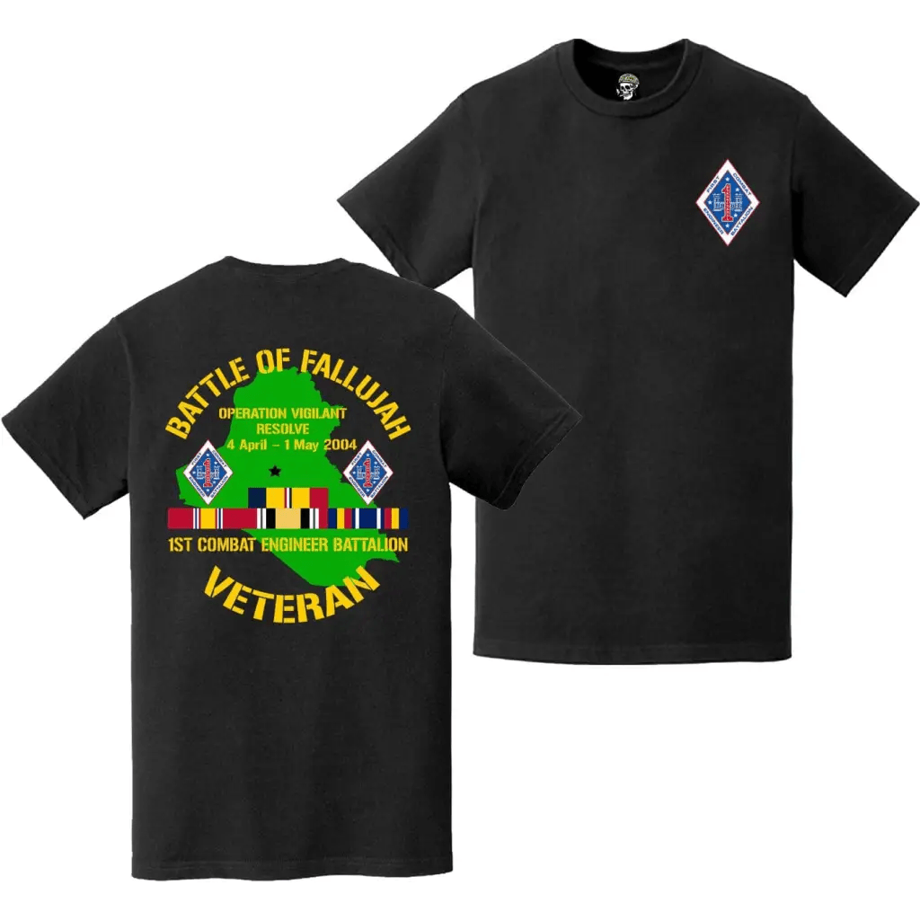 1st CEB First Battle of Fallujah (Operation Vigilant Resolve) Double-Sided Veteran T-Shirt Tactically Acquired   