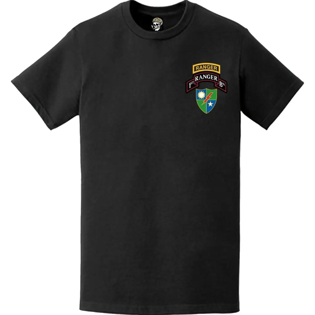 1st Ranger Battalion Scroll Left Chest T-Shirt Tactically Acquired   