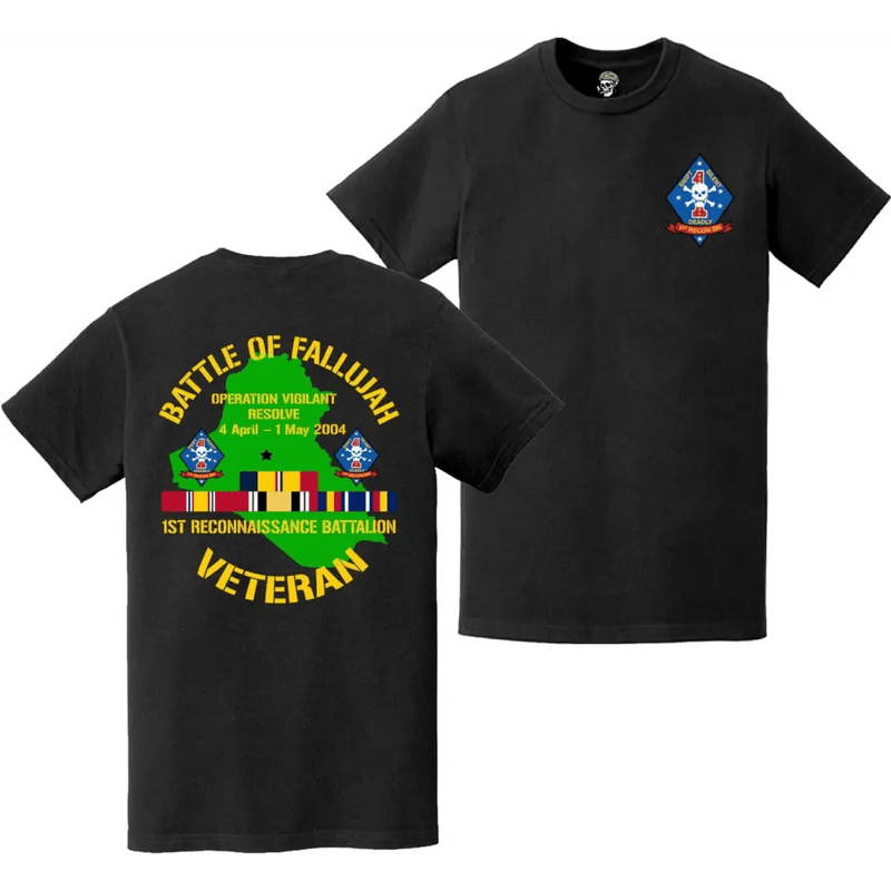 1st Recon Battalion First Battle of Fallujah (Operation Vigilant Resolve) Double-Sided Veteran T-Shirt