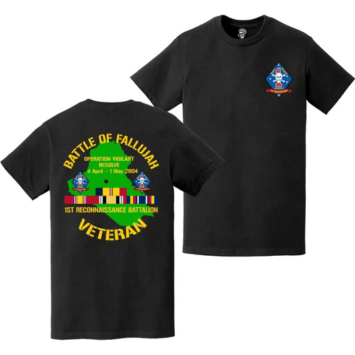 1st Recon Battalion First Battle of Fallujah (Operation Vigilant Resolve) Double-Sided Veteran T-Shirt Tactically Acquired   